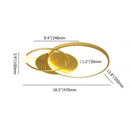 HMR - Gold LED Flush Mount Light Multi-Circle Ceiling Light with Globe