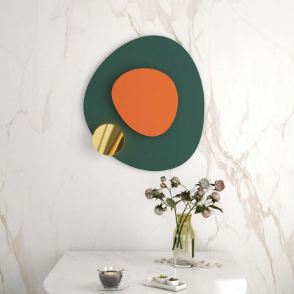 HMR - Artard Irregular Modern Minimalist Overlapping Green & Orange Wall Decor Metal Home Art