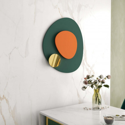 HMR - Artard Irregular Modern Minimalist Overlapping Green & Orange Wall Decor Metal Home Art