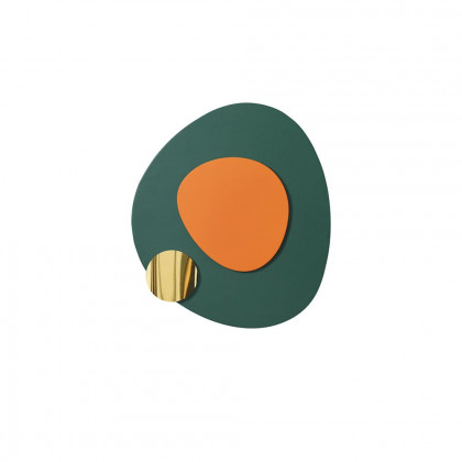 HMR - Artard Irregular Modern Minimalist Overlapping Green & Orange Wall Decor Metal Home Art
