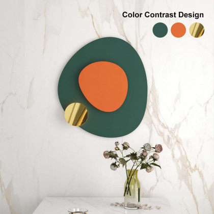 HMR - Artard Irregular Modern Minimalist Overlapping Green & Orange Wall Decor Metal Home Art