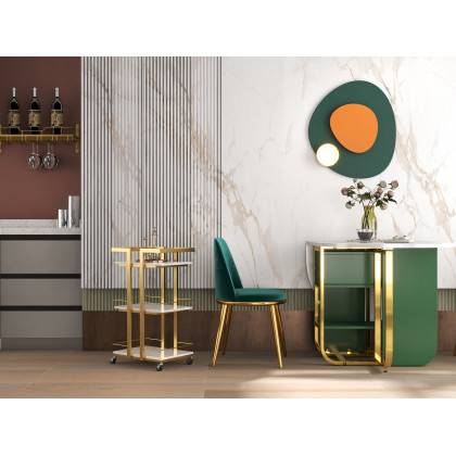 HMR - Artard Irregular Modern Minimalist Overlapping Green & Orange Wall Decor Metal Home Art