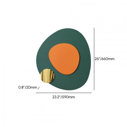 HMR - Artard Irregular Modern Minimalist Overlapping Green & Orange Wall Decor Metal Home Art