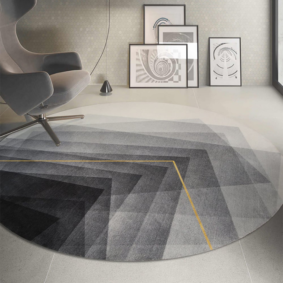 HMR - 7' x 7' Modern Abstract Geometric Gradient Multi-Color Area Rug