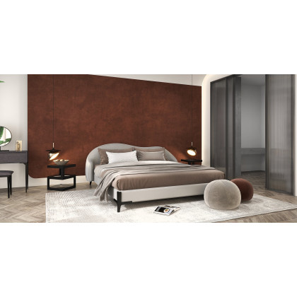 HMR - Queen Size Velvet Upholstered Bed Frame with Low Profile Wingback