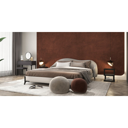 HMR - Queen Size Velvet Upholstered Bed Frame with Low Profile Wingback