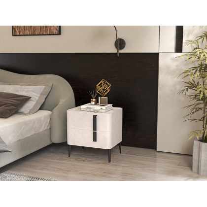 HMR - Queen Size Velvet Upholstered Bed Frame with Low Profile Wingback
