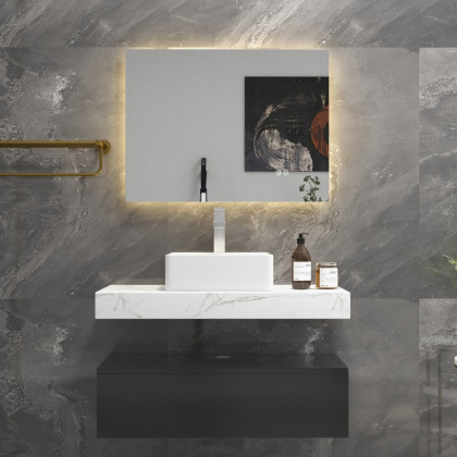 HMR - 32" x 24" Rectangular Wall Mounted LED Bathroom Vanity Mirror Anti-Fog Frameless Backlit
