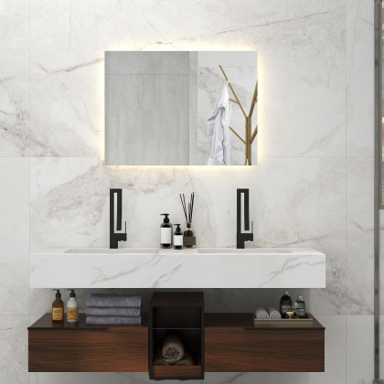 HMR - 32" x 24" Rectangular Wall Mounted LED Bathroom Vanity Mirror Anti-Fog Frameless Backlit