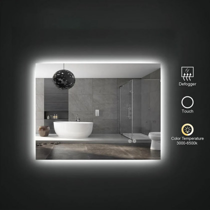 HMR - 32" x 24" Rectangular Wall Mounted LED Bathroom Vanity Mirror Anti-Fog Frameless Backlit