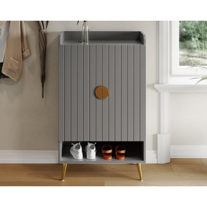 HMR Yellar Nordic Entryway Shoe Cabinet with Doors & Open Shelves - Gray, 23.6" (5 Shelves)
