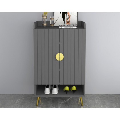 HMR Yellar Nordic Entryway Shoe Cabinet with Doors & Open Shelves - Gray, 23.6" (5 Shelves)