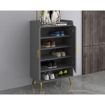 HMR Yellar Nordic Entryway Shoe Cabinet with Doors & Open Shelves - Gray, 23.6" (5 Shelves)