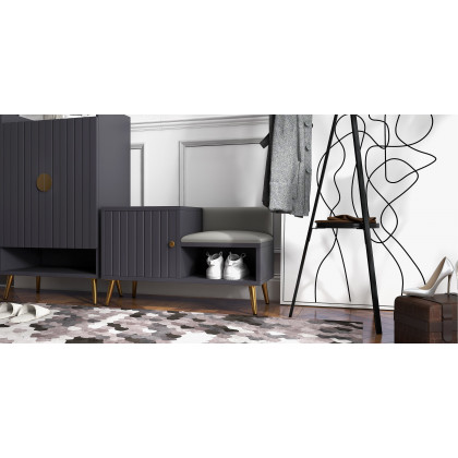 HMR Yellar Nordic Entryway Shoe Cabinet with Doors & Open Shelves - Gray, 23.6" (5 Shelves)