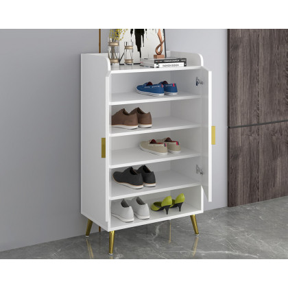 HMR Yellar Nordic Entryway Shoe Cabinet with Doors & Open Shelves - White, 23.6" (5 Shelves)