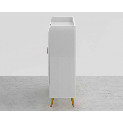 HMR Yellar Nordic Entryway Shoe Cabinet with Doors & Open Shelves - White, 23.6" (5 Shelves)