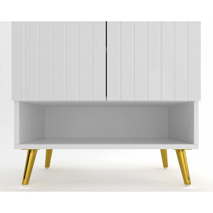 HMR Yellar Nordic Entryway Shoe Cabinet with Doors & Open Shelves - White, 23.6" (5 Shelves)