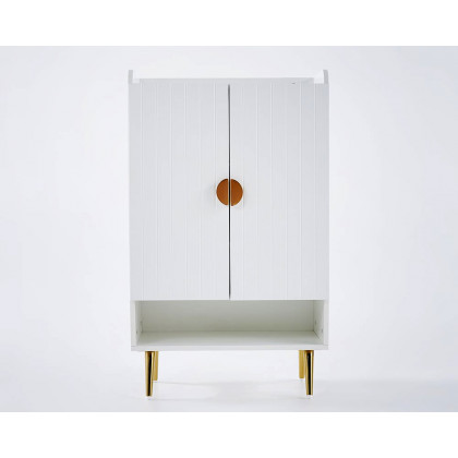 HMR Yellar Nordic Entryway Shoe Cabinet with Doors & Open Shelves - White, 23.6" (5 Shelves)