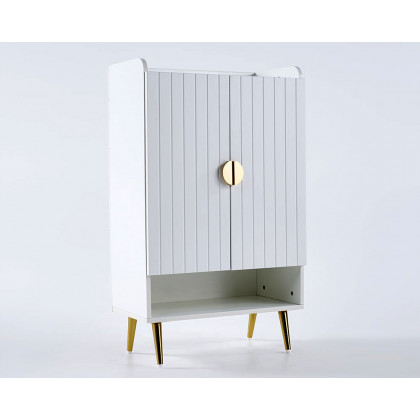 HMR Yellar Nordic Entryway Shoe Cabinet with Doors & Open Shelves - White, 23.6" (5 Shelves)