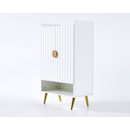 HMR Yellar Nordic Entryway Shoe Cabinet with Doors & Open Shelves - White, 23.6" (5 Shelves)