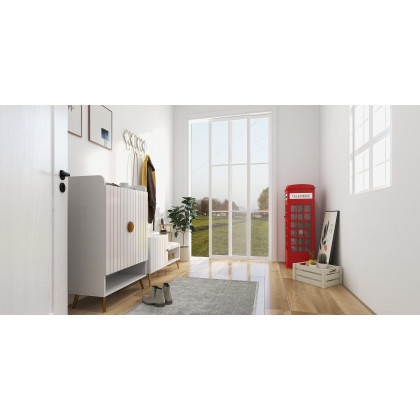 HMR Yellar Nordic Entryway Shoe Cabinet with Doors & Open Shelves - White, 23.6" (5 Shelves)