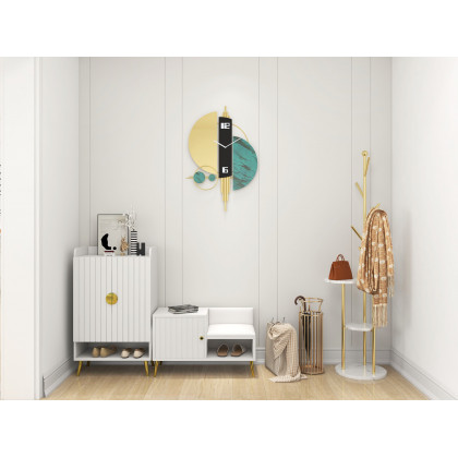 HMR Yellar Nordic Entryway Shoe Cabinet with Doors & Open Shelves - White, 23.6" (5 Shelves)