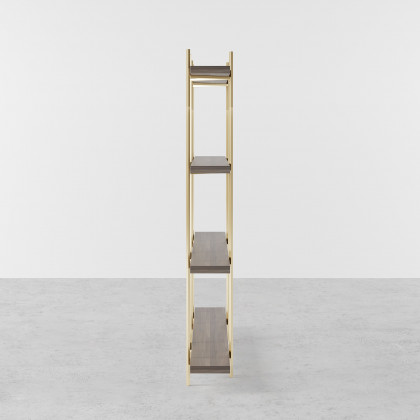 HMR - Modern 70.9" Standing Etagere Bookshelf with Open Storage in Walnut & Gold