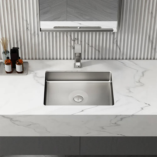 HMR Modern Stainless Steel Rectangular Sink Undermount Bathroom Wash Sink - Brushed Nickel