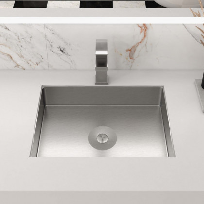 HMR Modern Stainless Steel Rectangular Sink Undermount Bathroom Wash Sink - Brushed Nickel