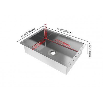 HMR Modern Stainless Steel Rectangular Sink Undermount Bathroom Wash Sink - Brushed Nickel