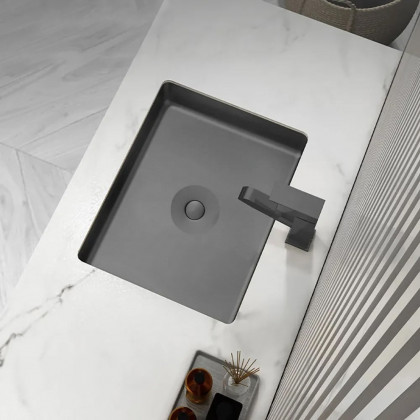 HMR Modern Stainless Steel Rectangular Sink Undermount Bathroom Wash Sink - Black