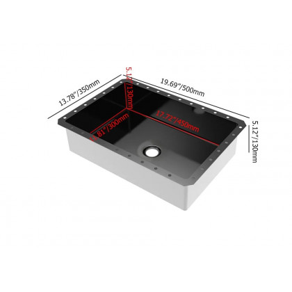 HMR Modern Stainless Steel Rectangular Sink Undermount Bathroom Wash Sink - Black