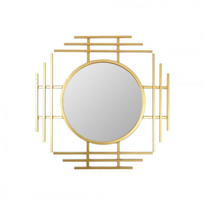 HMR - 28" Luxury 3D Geometric Gold Metal Wall Mirror Overlapping Home Decor for Entryway