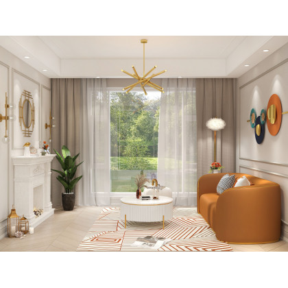 HMR - 28" Luxury 3D Geometric Gold Metal Wall Mirror Overlapping Home Decor for Entryway