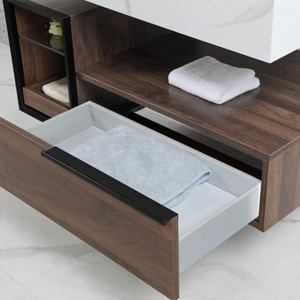 HMR Wall-Mounted Bathroom Vanity Faux Marble Top with 2 Shelves & 1 Drawer - 39"