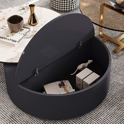 HMR - 4-Piece Round Swivel Coffee Table Set with 2 Ottomans
