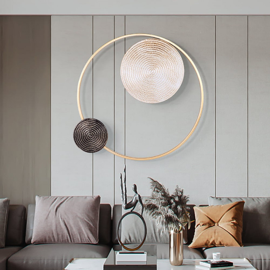 HMR - High-End Modern Vortex Background Metal White & Brown & Gold Wall Decoration Living Room