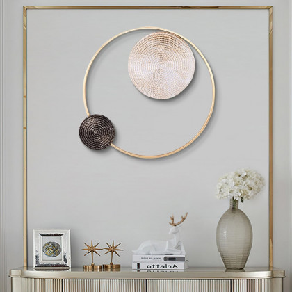 HMR - High-End Modern Vortex Background Metal White & Brown & Gold Wall Decoration Living Room