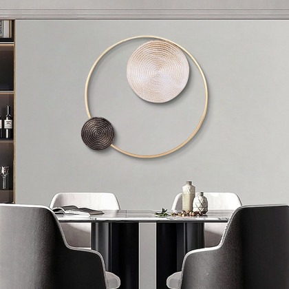 HMR - High-End Modern Vortex Background Metal White & Brown & Gold Wall Decoration Living Room