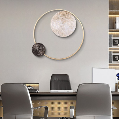HMR - High-End Modern Vortex Background Metal White & Brown & Gold Wall Decoration Living Room