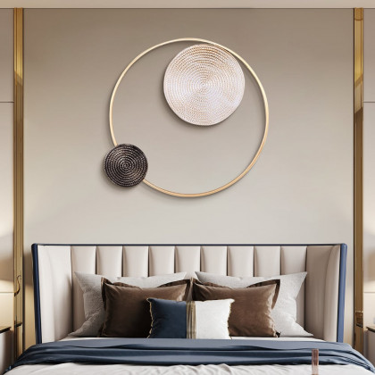 HMR - High-End Modern Vortex Background Metal White & Brown & Gold Wall Decoration Living Room
