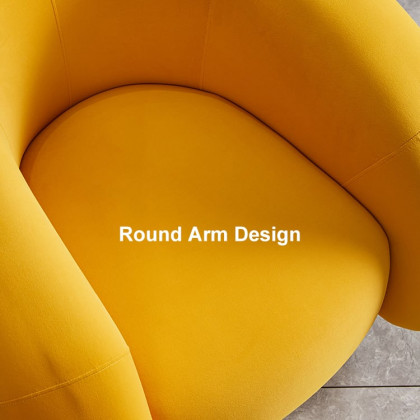 HMR - Creative & Modern Yellow Solid Wood & Velvet Accent Chair with Metal Base