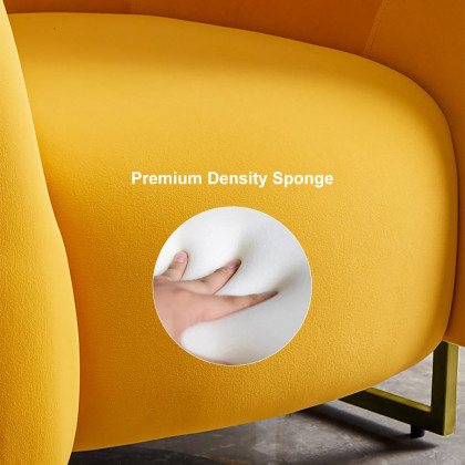 HMR - Creative & Modern Yellow Solid Wood & Velvet Accent Chair with Metal Base