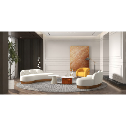 HMR - Creative & Modern Yellow Solid Wood & Velvet Accent Chair with Metal Base