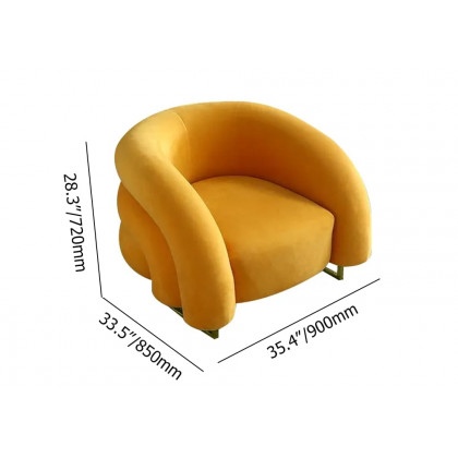 HMR - Creative & Modern Yellow Solid Wood & Velvet Accent Chair with Metal Base
