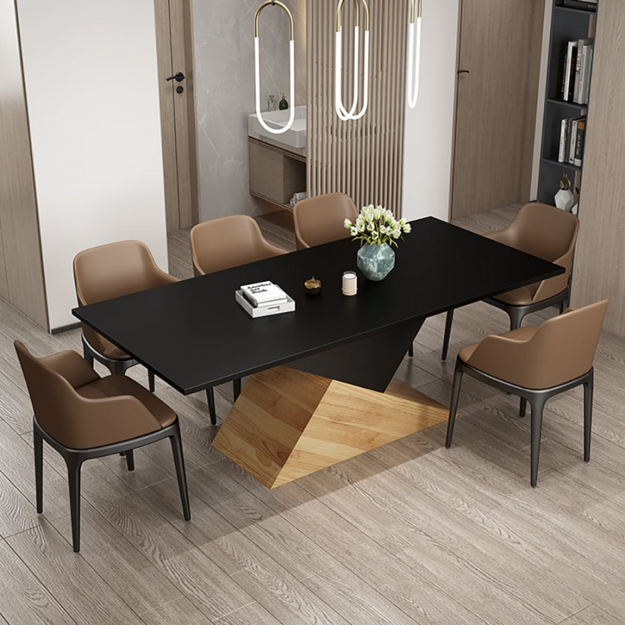 HMR - 78.7" Modern Style Rectangle Wood Dining Table Seats 6-8 People