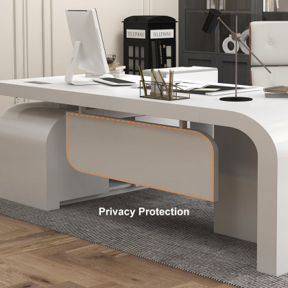 HMR Chicent L-shaped Modern Executive Desk with Ample Storage - White, 55.1"L x 63.0"W x 29.9"H, Right Hand