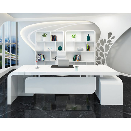 HMR Chicent L-shaped Modern Executive Desk with Ample Storage - White, 70.9"L x 63.0"W x 29.9"H, Left Hand
