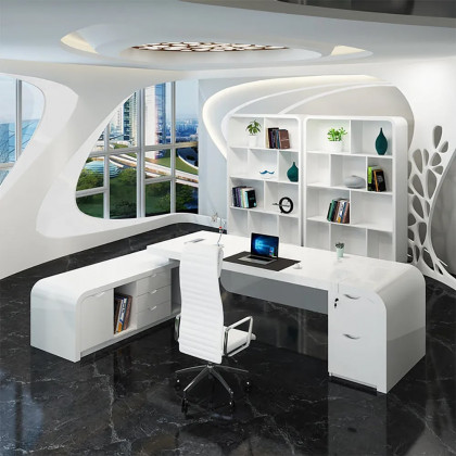 HMR - Chicent L-shaped Modern Executive Desk with Ample Storage