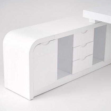 HMR Chicent L-shaped Modern Executive Desk with Ample Storage - White, 55.1"L x 63.0"W x 29.9"H, Left Hand